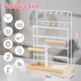 Fenghome Jewellery Stand, Jewellery Organiser, Multi-layer Jewellery Holder, Earring Storage, Earring Holder, Chain Holder for Rings, Earrings, Bracelets, Watches and Accessories (White)