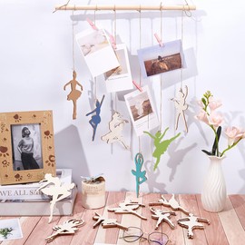 UNICRAFTALE 24 pcs Wood Silhouettes Ballerina Crafts Unfinished Wood Silhouette Ballerina Cutouts Old Lace Silhouette Ballerina Hanging Ornaments DIY for Home Party Decoration Craft Project