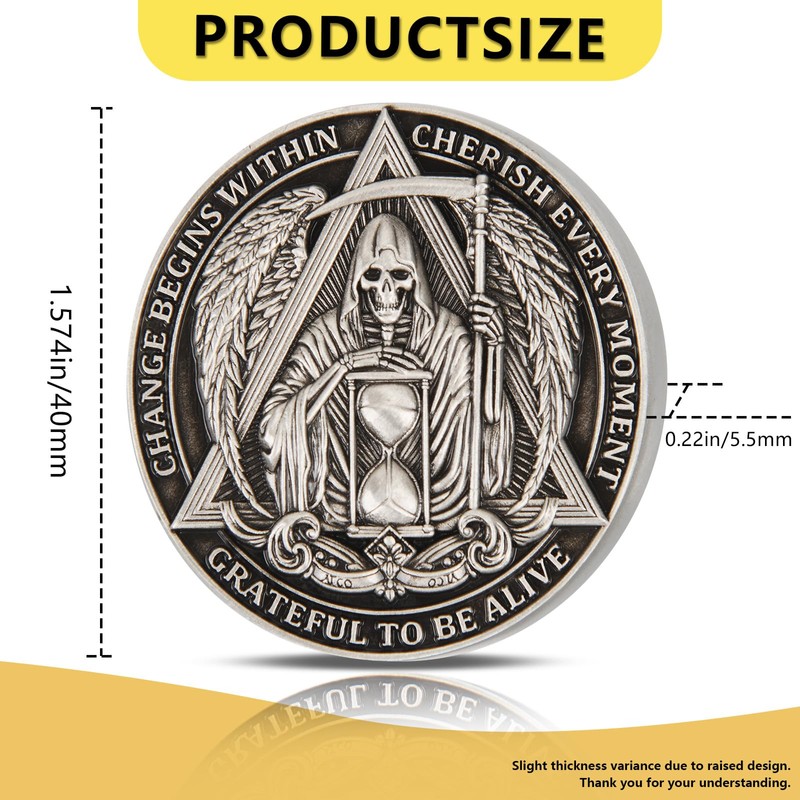 Memento Mori Challenge Coin 5-Pack – Grim Reaper and Serenity