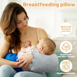 Blublu Park Kleines Stillkissen & Ministillkissen für Babys, Armfütterungskissen mit Wechselbezug, Stillmuff für Fläschchen & Stillen, ergonomisches Stillkissen für Neugeborene (Graue)