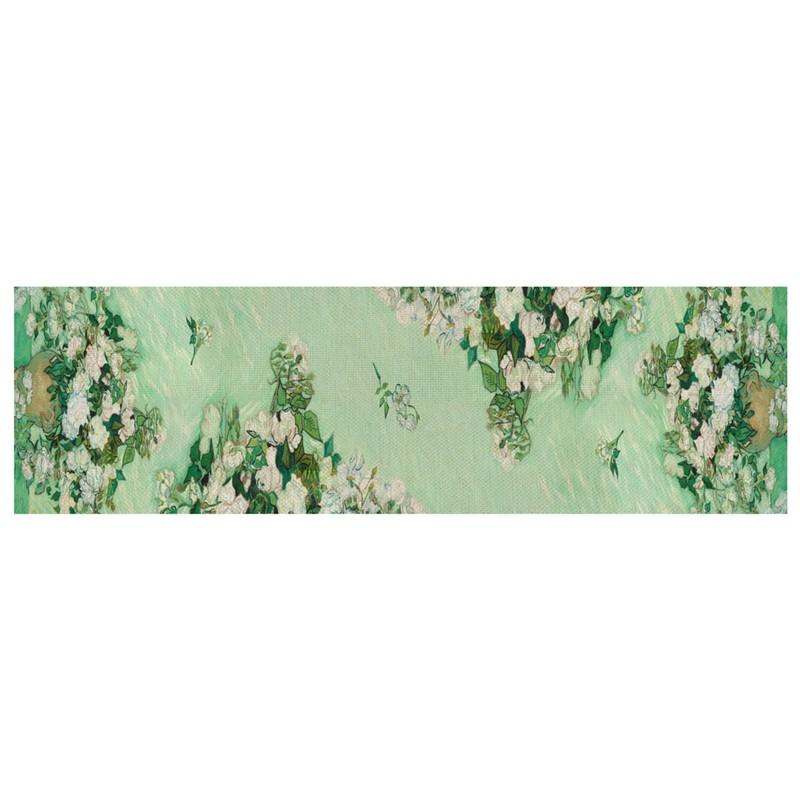 LOZULO Modern Spring Van Gogh Rose Table Runner, Summer Seasonal