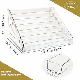 GYSLEOT 2 Pack 7-Tiered Acrylic Card Display Stand Versatile Display Rack Holder for Sticker Greeting Card Portable Sports Card Display Shelf for Vendors Craft Trade Shows