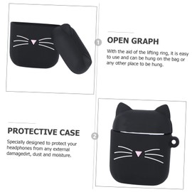 TEHAUX Anti-Fall Headphone Protection Case Black Earphone Case Air Replacement Protective Covers Ear Tips Earphone Organizer Protective Covers Gel