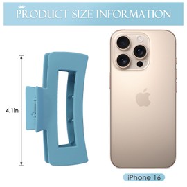 8 Pcs Large Hair Claw Clips 4.1 Inch Non-slip Big Square Matte Hair Claws for Women, Strong Hold Banana Clip for Thick Thin Hair(Pink/Green/Light blue/Black)