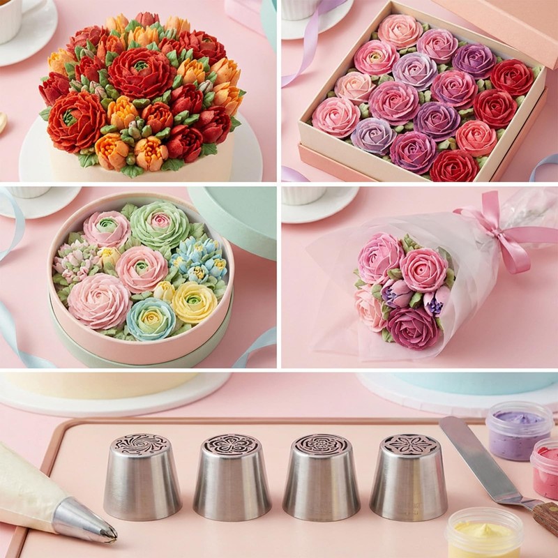 4 PCS Stainless Steel Extra Large Russian Piping Tips Set