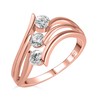 TJC Moissanite Three Stone Ring for Women in 18K Rose