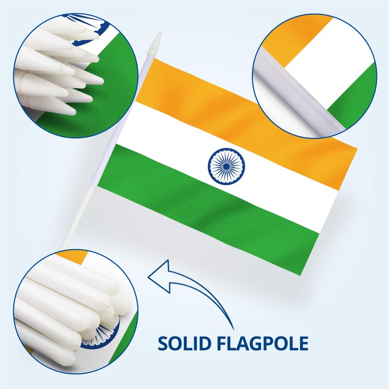 Anley India Mini Flag 12 Pack - Hand Held Small