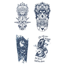 Jagua Tattoo Tattoo Stickers 2-Week Temporary Tattoos Henna Tattoo Authentic-Looking Tribal Cross Star Moon Sun Feather English Letters Symbols Wings Sanskrit (gz4003)