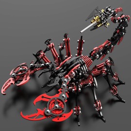 Metalkitor Scorpion 3D Metal Puzzles Kits for Adults Teens – 454 Pcs – Mechanical Assembly Models – 4 Hours to Build – Ideal for Gifts and Decorations (Red and Black)