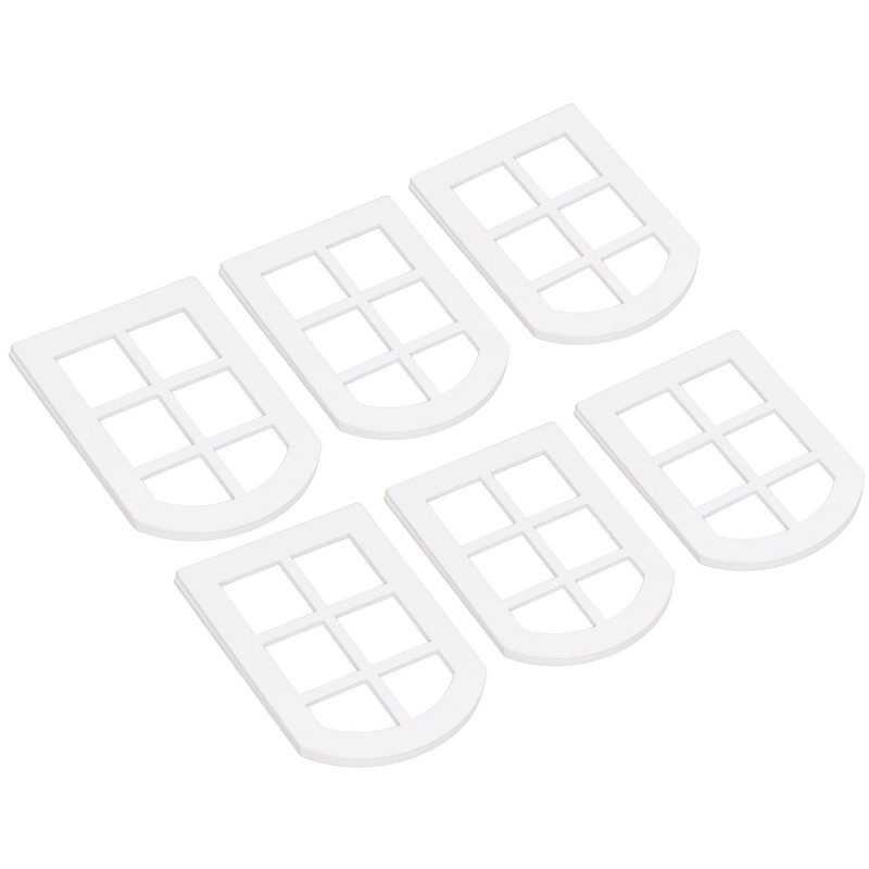 6PCS Dollhouse Windows Miniature Window Frame Ornament 1:12 Scale Dollhouse