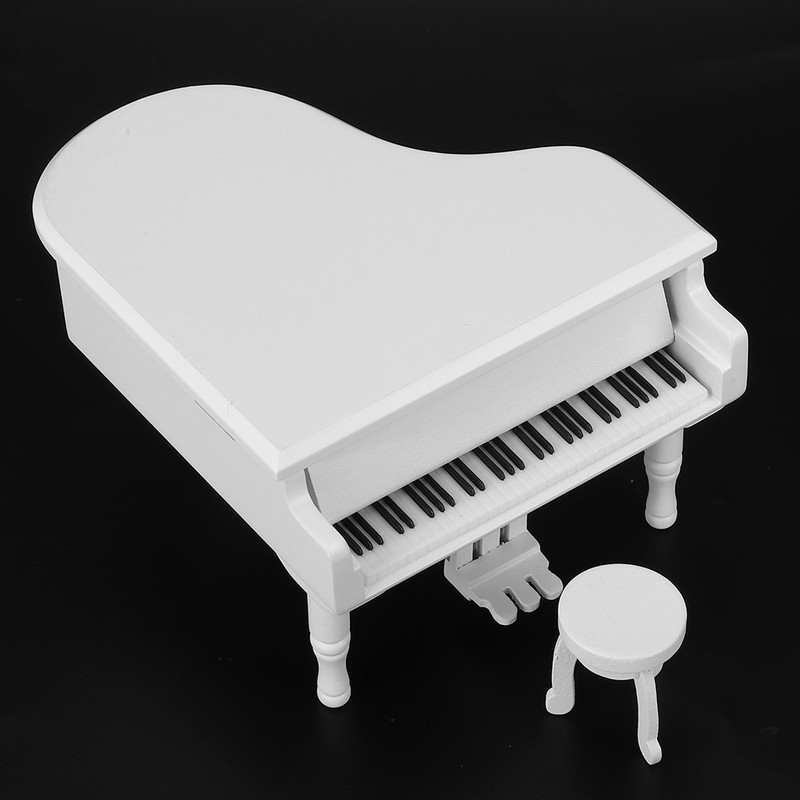 Wood Piano Model Music Box Jewelry Storage Musical Boxes with