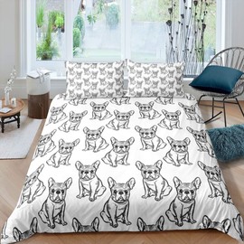 French Bulldog Duvet Cover Cute Puppy Bedding Set Funny Domestic Pets Decor Lightweight Comforter Cover For Kids Boys Girls Teens 1 Duvet Cover With 1 Pillow Cases Single Size