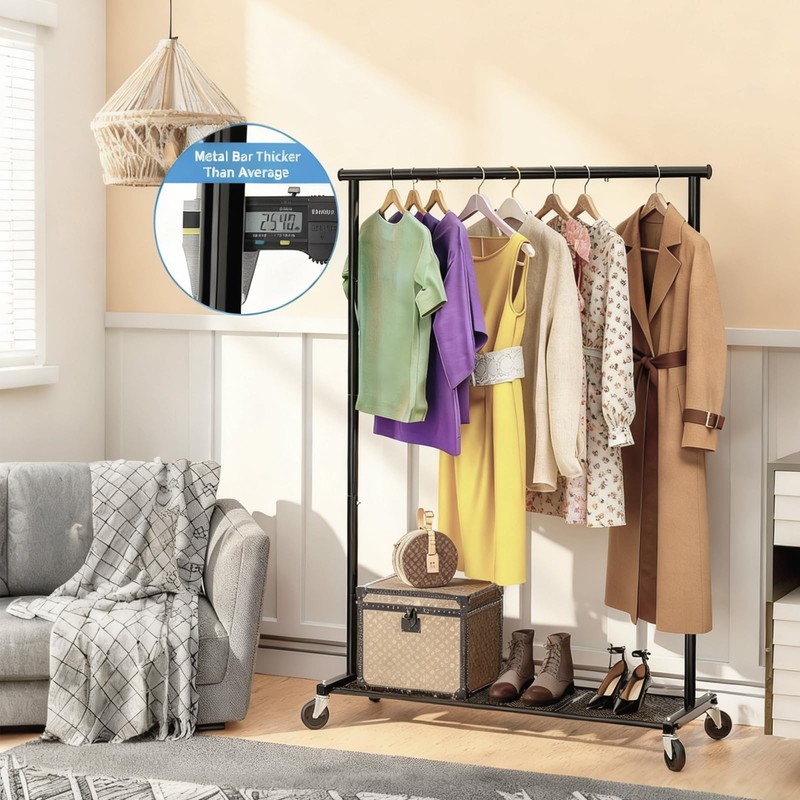 Ekisemio Clothes Rack for Hanging Clothes, 64.25 Inch Clothing Racks