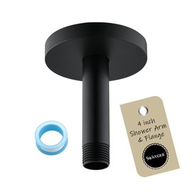Wall Mounted Stainless Steel Shower Arm Shower Head Extension Pipe Bathroom Accessories 4 Inch Matte Black,SW-RD91038-4MB.