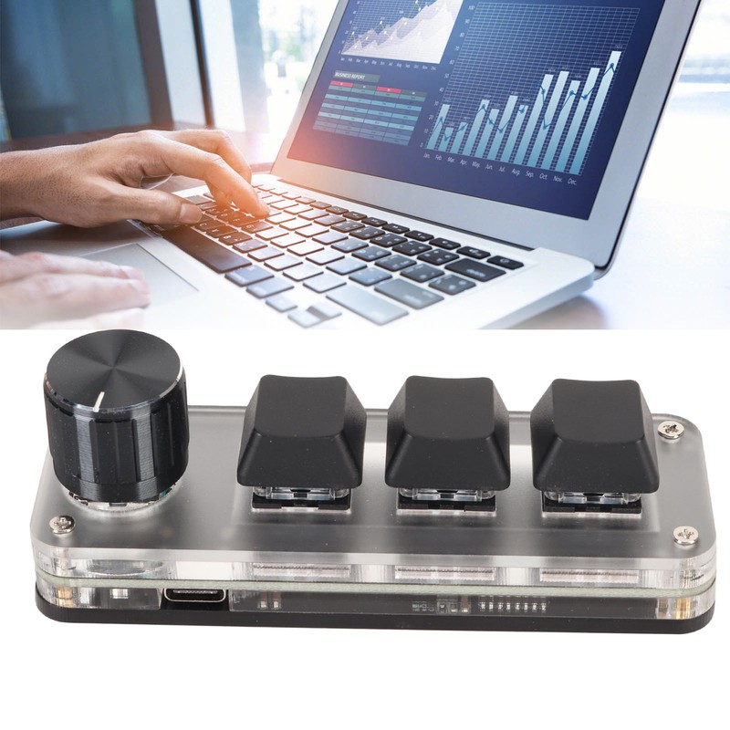 USB Mini 3 Key Keypad with Knob DIY Programmable Type