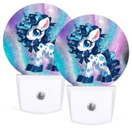 LLCXCSI Blue Unicorn Plug-in Led Night Light with Auto Dusk to Dawn Sensor for Boys Girls Room Decor, Wall Lamp Nightlights for Hallway,Bedroom, Kids Room, Kitchen, Stairway, (0.5W, 2 Pack)