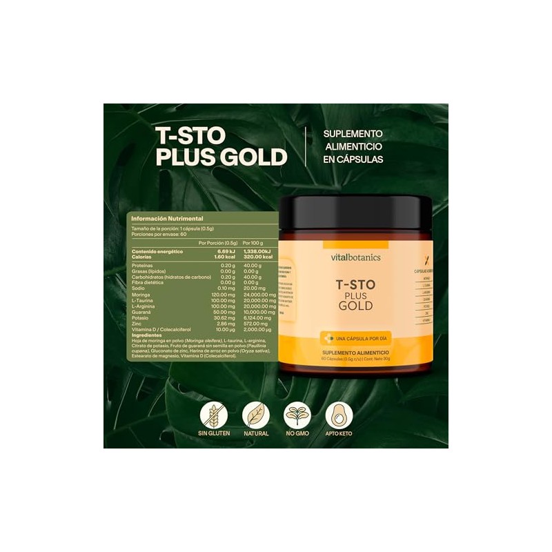 Sto Plus Gold Vitamina Potasio Zinc Arginina Vital Botanics