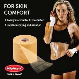 Mighty-X White Athletic Tape + PreWrap - 4 Pack - Easy to Tear with No Sticky Residue - Used as: Ankle Tape, Climbing Tape, Boxing Tape - Sports Tape Athletic - 1.5in x 45ft