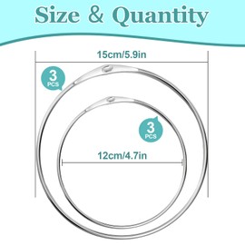 QMLING Pack of 6 Goods Ring, Key Ring Large 150 mm 120 mm, Metal Ring with Quick Release, Versatile Metal Ring for Hanging Keys (Silver)