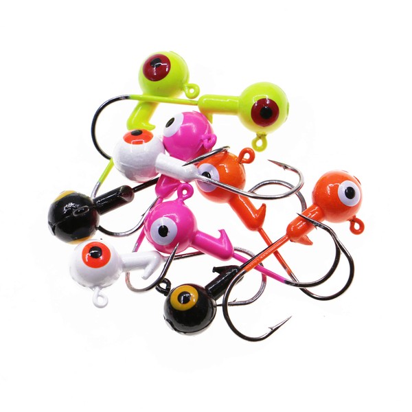 Temorah Fishing Lures Jig Heads,Ball Heads 1/32oz-1/2oz,Sharp Fishing Hooks for