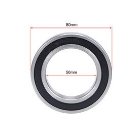 sourcing map Ball Bearing 6010-2RS 50 x 80 x 16 mm Double Sealed Carbon Steel Bearings