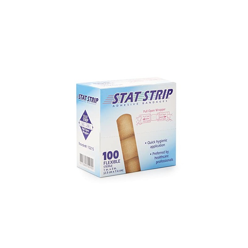 STAT Strip Adhesive Bandages 100 Flexible Latex Free 1x3 inch