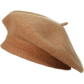 Wool French Beret Hat for Men and Women in Plain Colours (Camel)