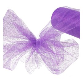 Glitter Tulle Ribbon Spool - 6" x 25 Yards - 75 Feet (Purple)