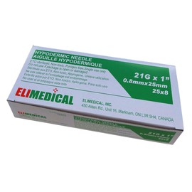 Elimedical Disposable Needle for Animal, Pet and Industrial Dispensing, 21G x 1", 100pcs/box NDL2125