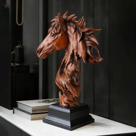 Elegant Mane Horse Head Resin Figurine-Hand-Painted Artistic Design Indoor Ornament for Home Decor Enhancing Space AtmosphereColor: As picture, Size: One Size