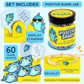 Stofinity Emotional Support Shark Gifts For Women - Positive Affirmations Cards For Women Coworker Friend, Unique Inspirational Gifts For Men Birthday, Cute Encouragement Cards For Office Desk Decor
