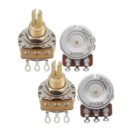 FLEOR A500K+B500K Guitar Tone/Volume Pots 24-Spline Long Split Shaft Guitar Potentiometer,Pack of 4
