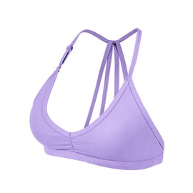 YEOREO Workout Sports Bras for Women Padded Strappy Open Back Gym Bra Lorelie Light Impact Criss Cross Yoga Crop Top Light Purple S
