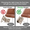 Decobasics 50 Pack 1/2" Overlay Brushed Nickel Cabinet Hinges for