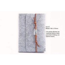 Calendar Cover Notebook A5 Grey Felt Cover Calendar Cover Leather Retro Vintage Gift School Abitur Training Study Carabiner Casual Light Grey