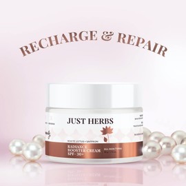 Just Herbs Skin Face Cream With SPF 30+ Saffron and White Lotus Radiance Booster Cream For Men Women All Skin Types - 50g