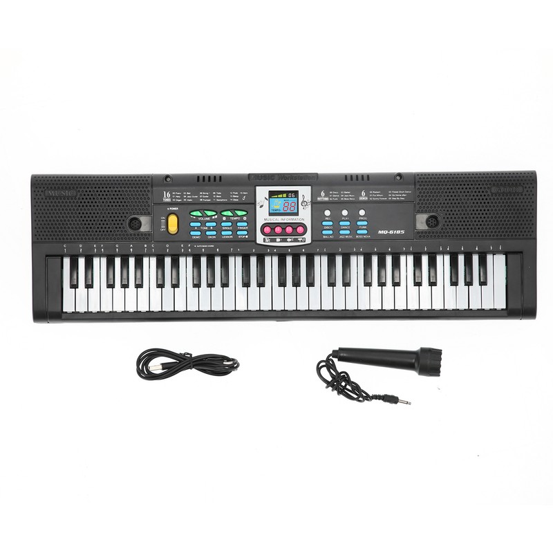 61Key Mini Electric Piano Black MultiFunctional Studio Toy with Microphone