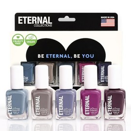 Eternal Colección  Juego de 5 piezas Larga duración, secado rápido, esmalte de uñas de brillo espejo  endurecedor, acabado brillante y brillante  0...