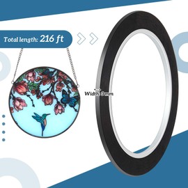 Innconee Black Thin PET Stained Glass Lead Lines Stained Glass Leading Strips 3mm 216ft Stained Glass Supplies Faux Stained Glass Decal for Glass Painting Surface Gallery Window