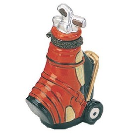 Navika PGA Golf Bag Limoge Porcelain Box, Red, 2-3"