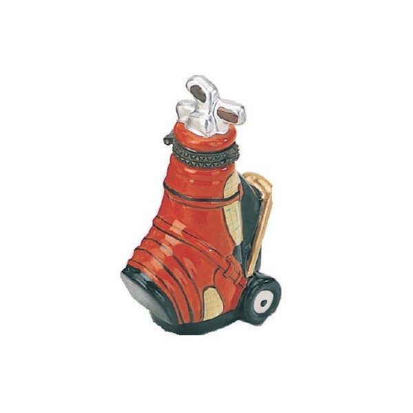 Navika PGA Golf Bag Limoge Porcelain Box, Red, 2-3"