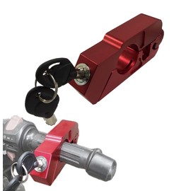 COM-SHOT EK-STEERO-RD Shift Brake for Motorcycles, Easy Operation, Grip, Brake, Accelerator Lock, Anti-theft, Security, Reinforced Bike Supplies, Spare Key Included, Handle Lock (Red)