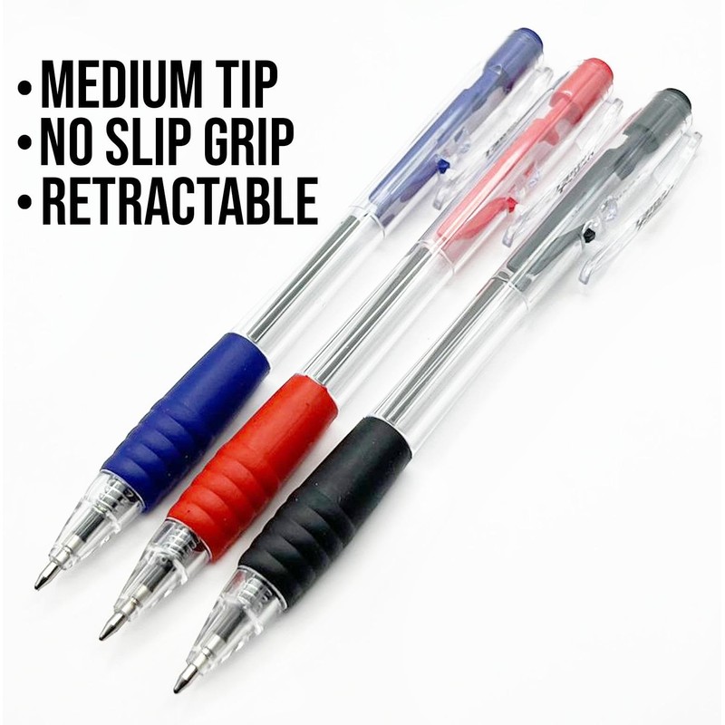 PaulStore 8 Ballpoint Pens Set Soft Non-Slip Grip Medium Ball