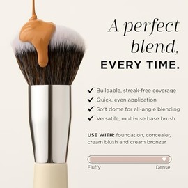 HALEYS Beauty Kabuki - Brocha de maquillaje + 6 mini juego de base para tinte de piel, brocha de mezcla para polvo, base, bronceador, rubor y maquilla