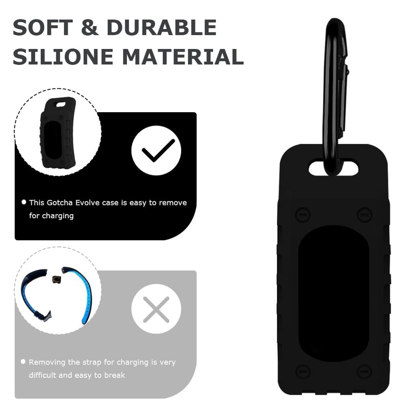 Chanvoo Silicone Case for Go-tcha Evolve with Keychain Carabine (Black)