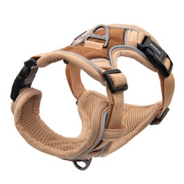 Puppia Terry Dog Harness H Suede Warm Winter Adjustable Chest and Neck Belt for Small and Medium Dog, Beige, Small