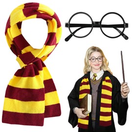 shengo Wizard Costume Accessories, Wizard Scarf and Glasses Children’s Wizard School Uniform World Book Day Fancy Dress Costume Accessories