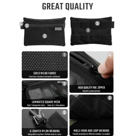 TACTICAL_GEEK Storage A5 EDC Storage Bag Set, Multipurpose Hooks and Loops EDC Gadget Bag, Utility Small Tool Bag, Separator Bag Organiser for Daily Use, Mesh black, small storage bag