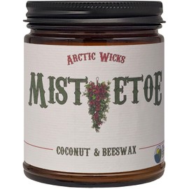 Christmas Spirit, Mistletoe, Frosted Fir 3 Pack Winter Candles | Arctic Wicks Coconut Beeswax Candles | 9oz Amber Jar | Farmhouse Candles Non-Toxic Clean Burn 100% USDA Certified Biobased