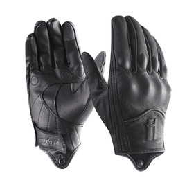 Harssidanzar Motorcycle Gloves for Men, Leather Touch Screen Riding Driving Gloves GM028,Black, Size M